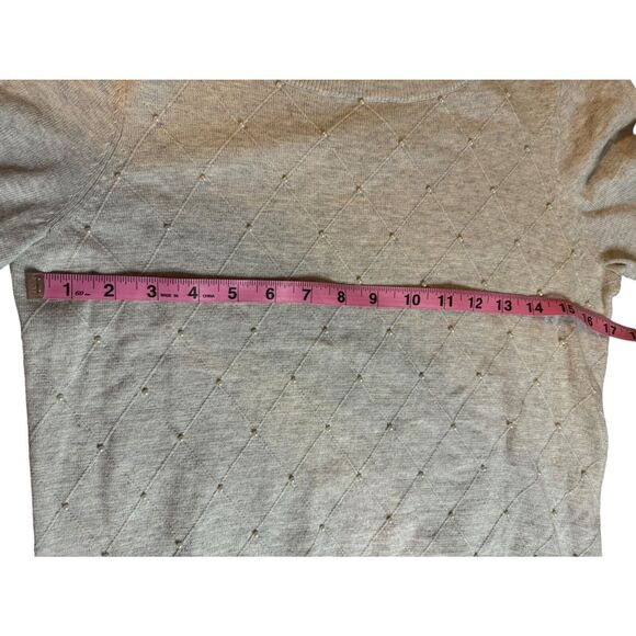 Womens Elle Size Medium Gray Sweater Faux Pearl Winter Work Business Holiday - Picture 7 of 10
